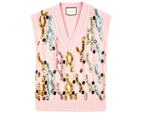 Embellished cable-knit wool vest – Gucci